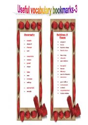 English Worksheet: VOCABULARY bookmarks ( Geography and Buildings & Places) may be used in so many different ways!