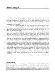 English Worksheet: Gullivers Travels - Reading comprehension, vocabulary and grammar