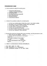 English worksheet: Possessive Case