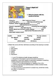 English Worksheet: The Simpsons: Homers night out