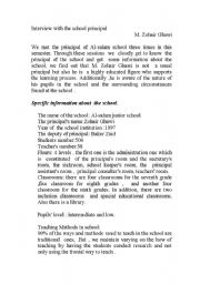 English Worksheet: an intreview with the head of a school