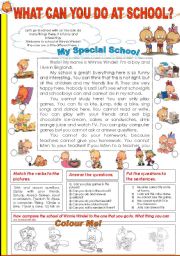 English Worksheet: WHAT CAN YOU DO AT SCHOOL? (2) (starring WINNIE WINDEL)