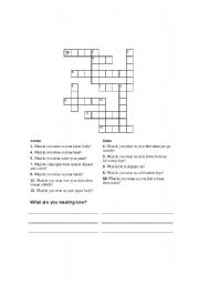 English Worksheet: Clothes Crossword