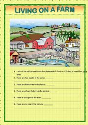 English Worksheet: LIVING ON A FARM