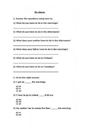 English Worksheet: My chores