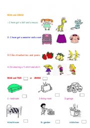 English worksheet: It includes clothes , toys and  roooms in the house