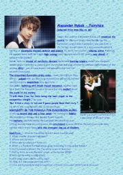 English Worksheet: Eurovision 2009 - Alexander Rybak - Fairy Tale (article+song lyrics)