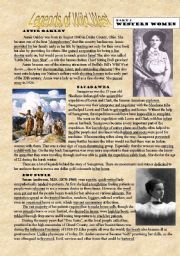 English Worksheet: Legends of Wild West - part 2 - Western Women (reading)