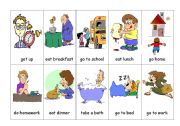 English Worksheet: Daily Routines Flashcards