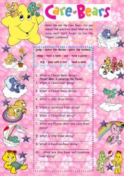 English Worksheet: TENSES: PRESENT CONTINUOUS WITH THE CARE BEARS