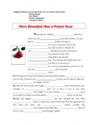 English Worksheet: More Beautiful than a Perfect Rose