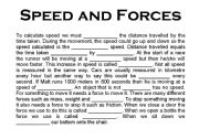 English Worksheet: Speed and Forces