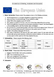 English Worksheet: The European Union       (all levels)