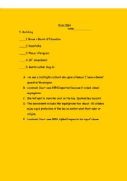 English worksheet: Civil Rights Quiz