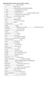 English worksheet: DRILLING: BE, CAN, HAVE