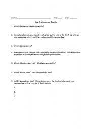 English Worksheet: Cry the Beloved Country