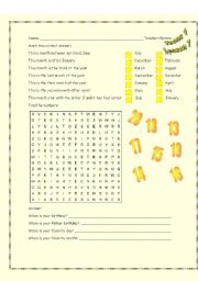 English Worksheet: MOnths and Numbes