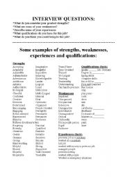 English Worksheet: Interveiw Prep