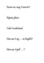 English Worksheet: Classroom Language
