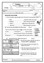 English Worksheet: PRACTICE TENSES AND DIRECTIONS