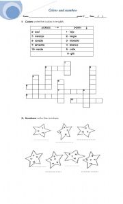 English Worksheet: colors and numbers