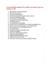 English worksheet: Find the Mistakes