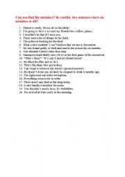 English worksheet: Find the Mistakes 2