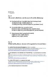 English Worksheet: morphology