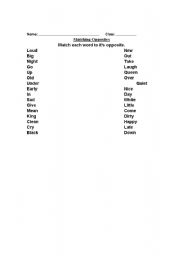 English Worksheet: Matching opposites