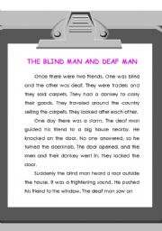 English Worksheet: the blind man and deaf man