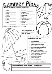 English Worksheet: Summer Plans