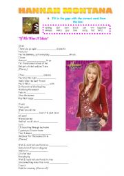 English Worksheet: Hannah Montana.