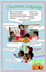 English Worksheet: Classroom Language poster