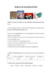 English Worksheet: What is Literature?: Encouraging students to read Literature in English