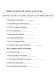 English worksheet: Tag Questions