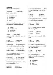 English Worksheet: revision  test on grammar