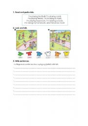English Worksheet: actions and colours