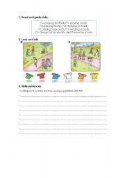 English worksheet: actions and colours