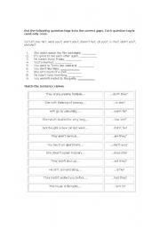 English Worksheet: Tag Questions quiz