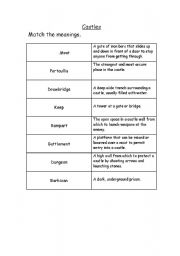 English worksheet: parts of a castle matching worksheet