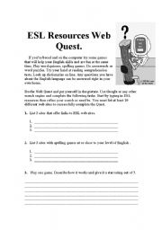 English Worksheet: ESL Resources Web Quest