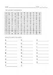 English worksheet: Alphabet Wordsearch