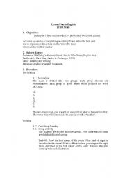 English worksheet: lesson plan in english