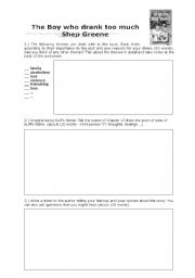 English worksheet: The Boy who drank too much - Worksheet (Post-reading)