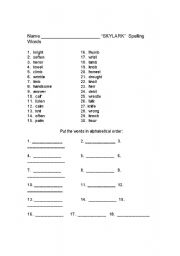 English worksheet: ABC order