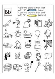 English Worksheet: Color the B word