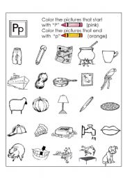 English Worksheet: Colour P word
