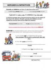 English Worksheet: GERUNDS AND INFINITIVES (PART 1)