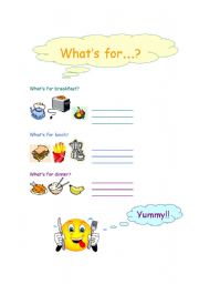 English Worksheet: Food and meals