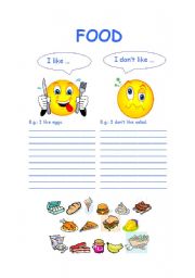 English Worksheet: Food I like/dont like